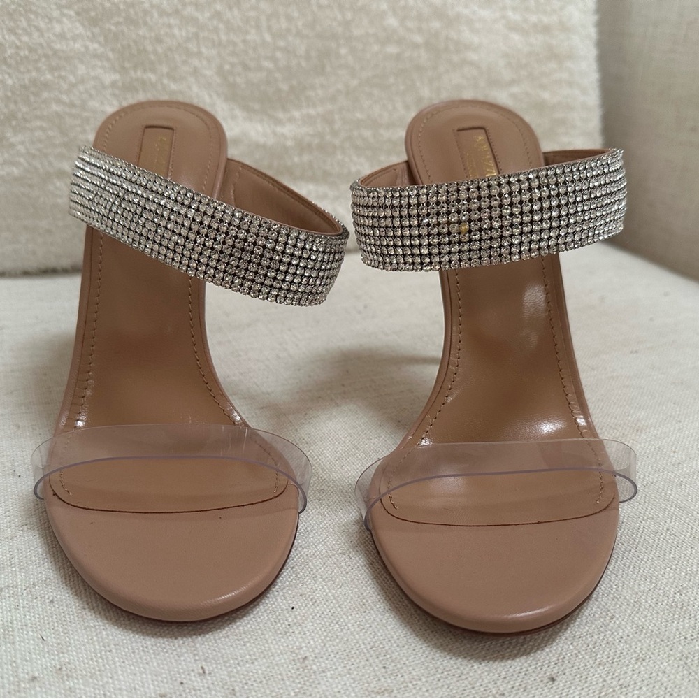 NEW Aquazzura Nude PVC & Crystal High Heel Sandals 39.5 (8.5-9.5), $1190 Retail - Picture 5 of 14